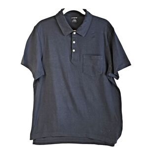 J.Crew "Washed" Polo Shirt Dark Blue L 100% Cotton 1 Pocket Casual Classic